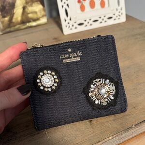 Kate Spade Cameron Street Adalyn dark denim jeweled zip wallet